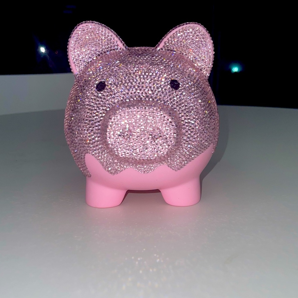 Rhinestone Embellished Pink Piggy Bank
